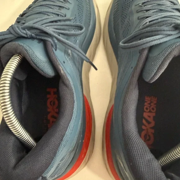 Hoka One One Men's Bondi 7 Athletic Shoes - Navy and Coral